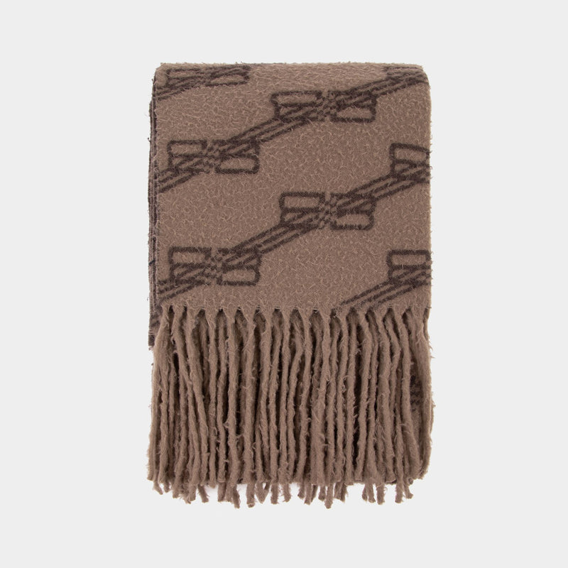 Sc All Over Blanket Scarf - Balenciaga -  Beige/Brown - Wool