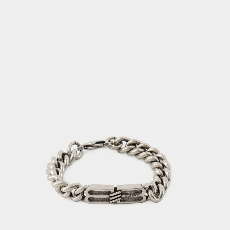 BB Icon Gourmet Bracelet - Balenciaga - Brass - Antique Silver