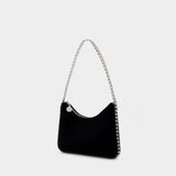 Falabella Mini Zip Shoulder  in black synthetic leather