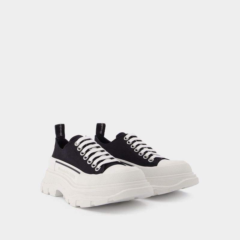 Tread Slick Sneakers in Black and White Fabric