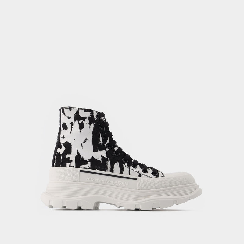 Tread Slick Sneakers in White Fabric