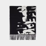 Graffiti Biker Scarf in Black and Ivory Wool