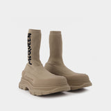 Sock Boots in Beige