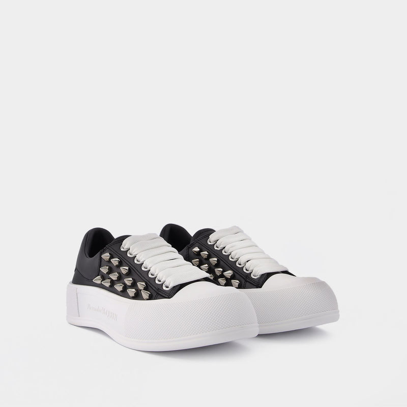 Oversize Sneakers in Black 
Silver Leather