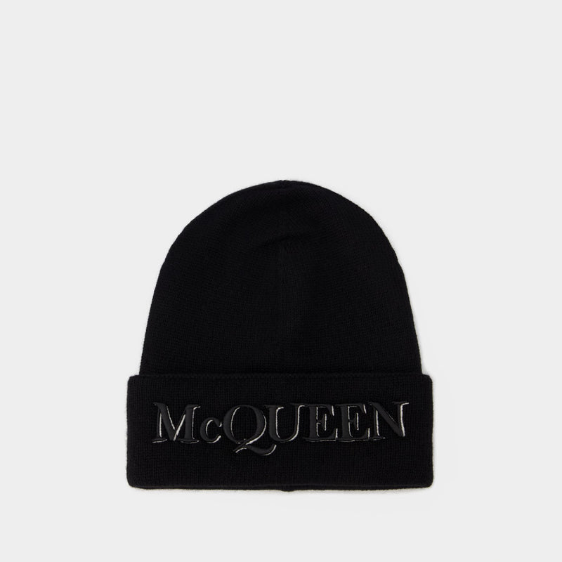 Logo Beanie - Alexander Mcqueen - Cashmere - Black