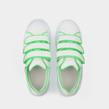 Oversize Sneakers in White/Green Leather