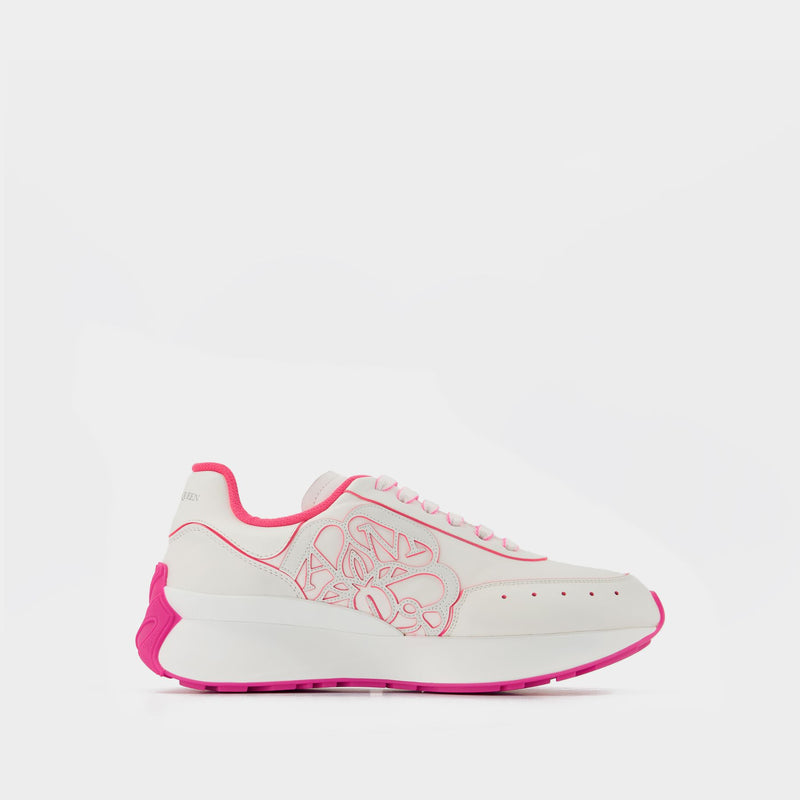 Sneakers in White/Pink Leather