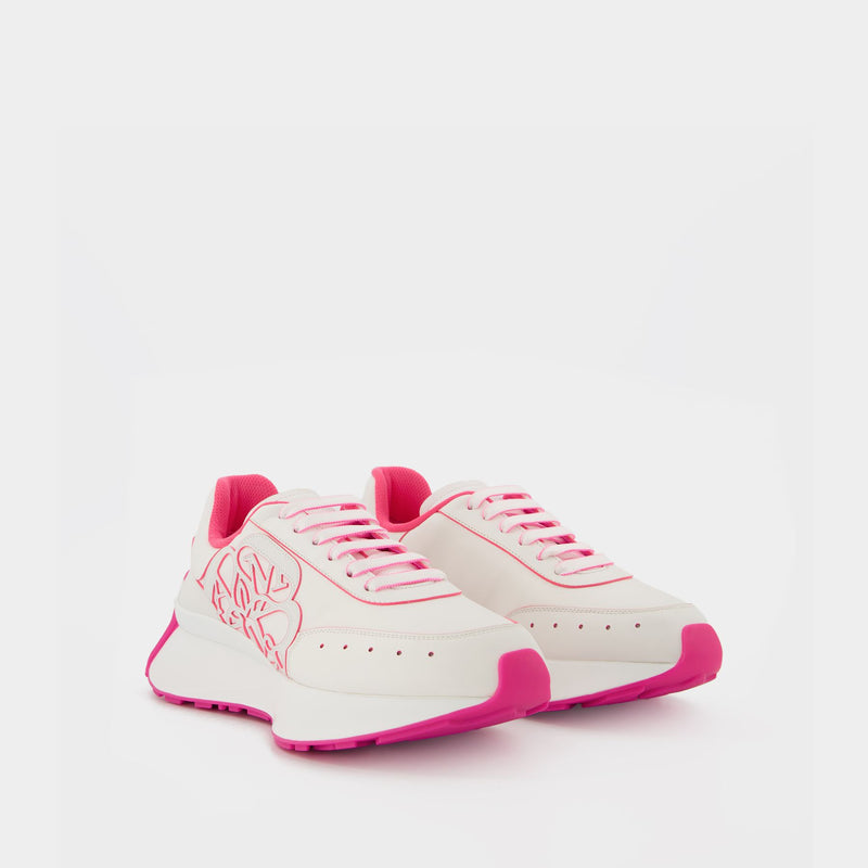 Sneakers in White/Pink Leather