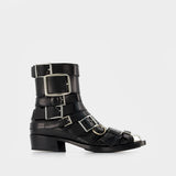 Boxcar Boots in Black/Silver Leather