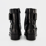 Boxcar Boots in Black/Silver Leather