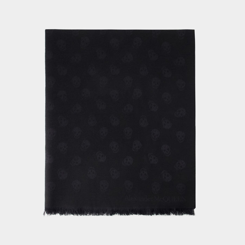 All Over Skull Scarf - Alexander Mcqueen - Wool - Black