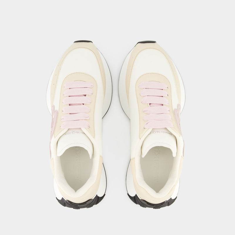 Sprint Runner Sneakers  - Alexander McQueen - Leather - White/Pink