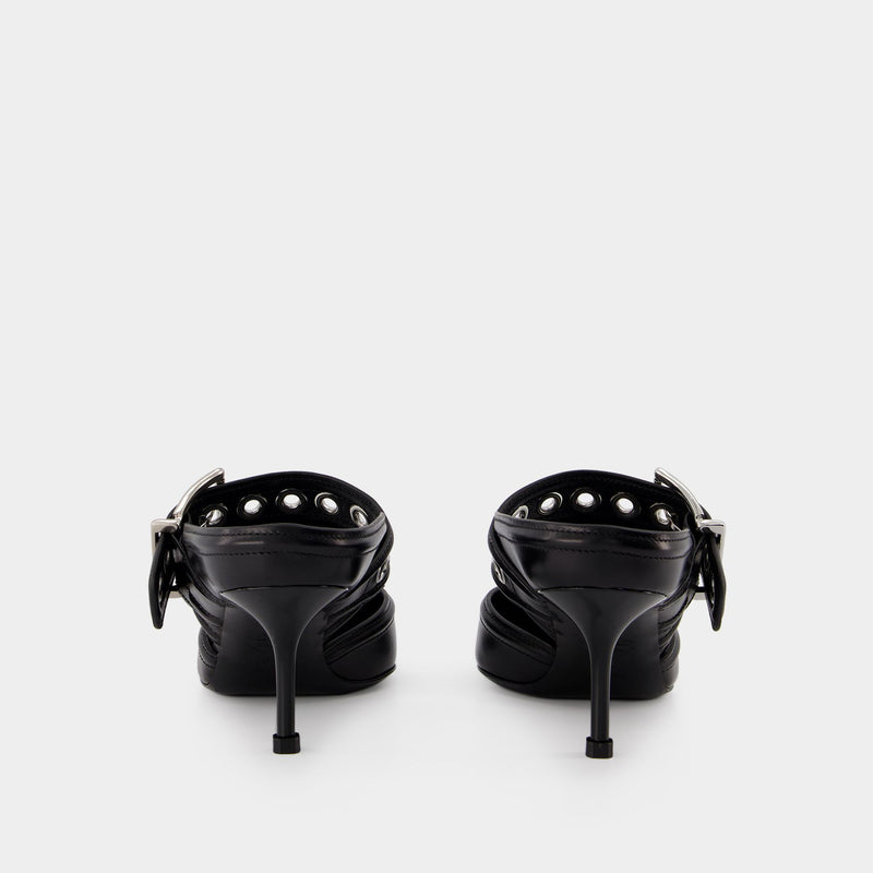 Oversized Sandals - Alexander Mcqueen - Black/Silver - Leather