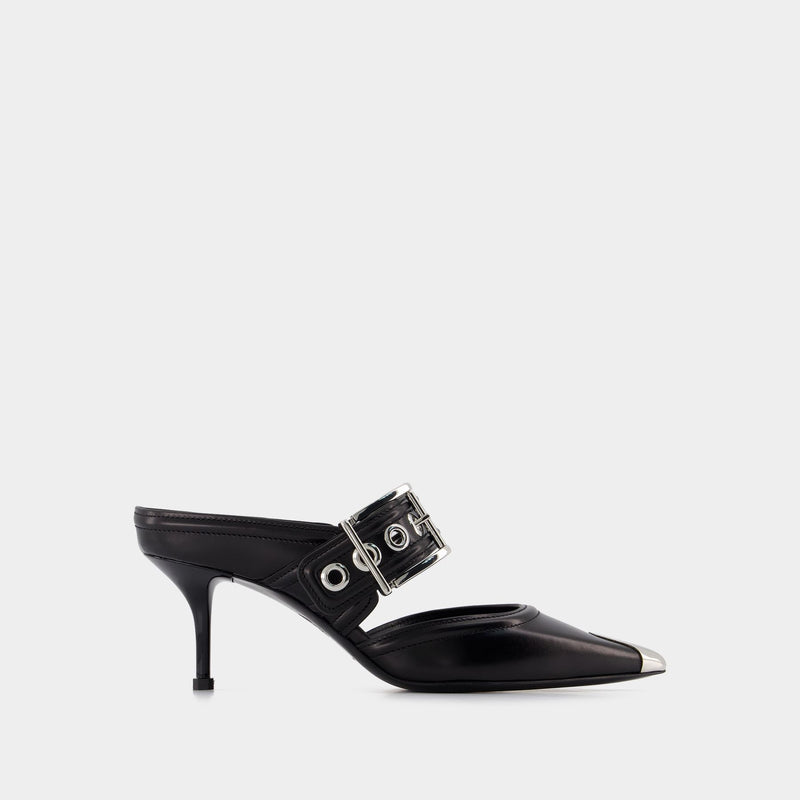 Oversized Sandals - Alexander Mcqueen - Black/Silver - Leather