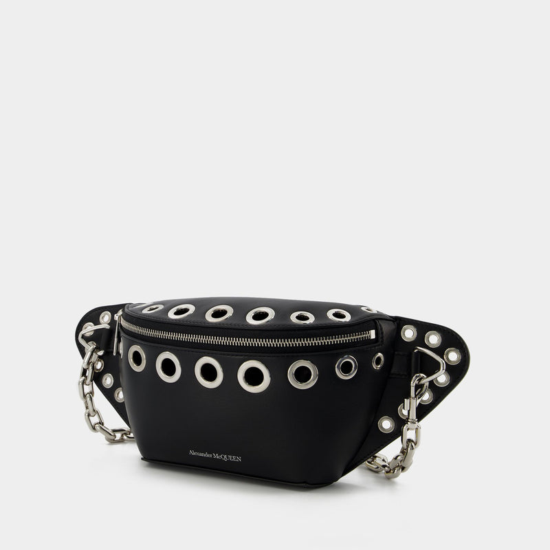 Biker Bumbag Belt Bag - Alexander Mcqueen -  Black - Leather