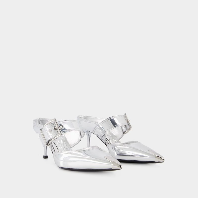 Punk Buckle Pumps - Alexander Mcqueen - Grey - Leather