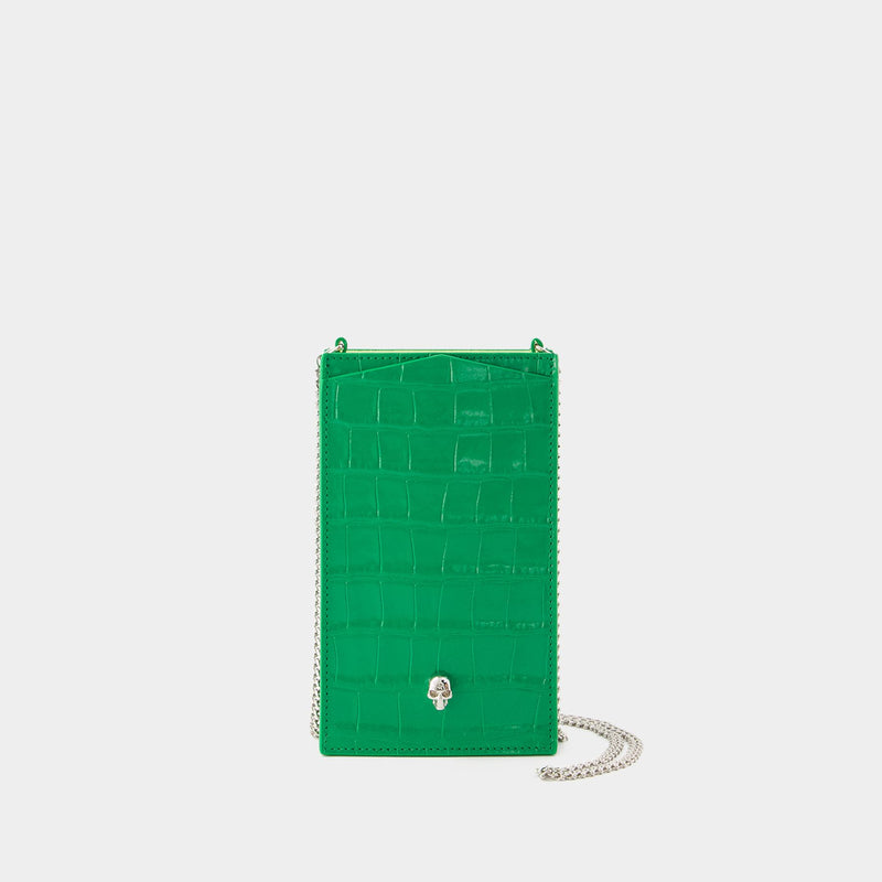 Phone Holder with Chain - Alexander Mcqueen - Leather - Green