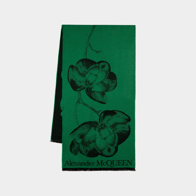 Orchid Skull Scarf - Alexander McQueen - Wool - Green