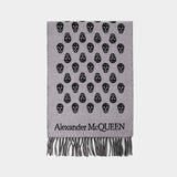 Ribbon Reverse Scarf - Alexander Mcqueen - Wool - Grey