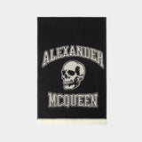 Varsity Logo Skul Scarf - Alexander Mcqueen - Wool - Black/Ivory