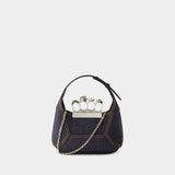 Jewelled Mini Hobo Bag - Alexander Mcqueen - Leather - Black