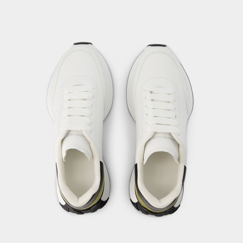 Sprint Runner Sneakers - Alexander McQueen - Calfskin - White