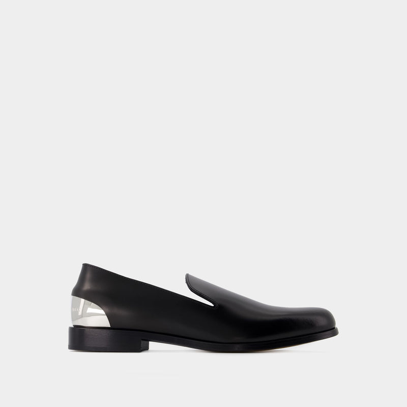 Metal Heel Loafers - Alexander McQueen - Leather - Black/Silver