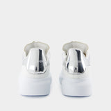 Oversized Sneakers - Alexander McQueen - Leather - White/Silver