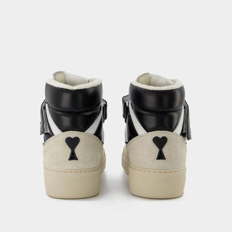 High-Top ADC Sneakers in White and Black Leather