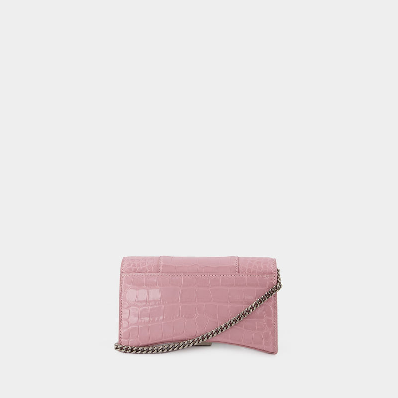 Hourglass Wallet on chain - Balenciaga - Leather - Powder Pink