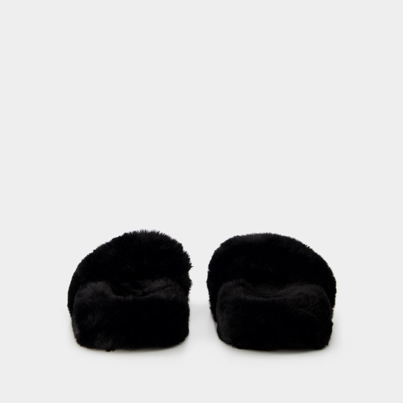 Furry Slides - Balenciaga - Fake Fur - Black