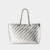 Crush Carry All L Shopper Bag - Balenciaga - Leather - Silver