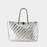 Crush Carry All L Shopper Bag - Balenciaga - Leather - Silver