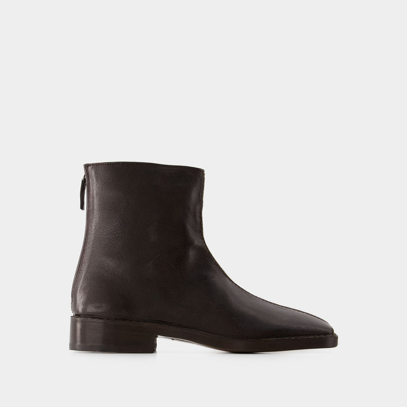 Piped Zipped Boots - Lemaire - Leather - Mushroom