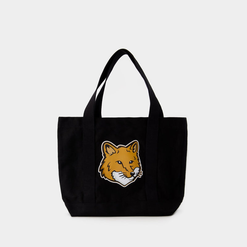 Fox Head Tote Bag - Maison Kitsune - Cotton - Black