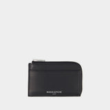 Zipped Card Holder - Maison Kitsune - Leather - Black