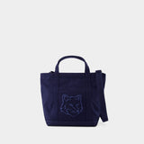 Fox Head Small Shopper Bag - Maison Kitsune - Cotton - Blue