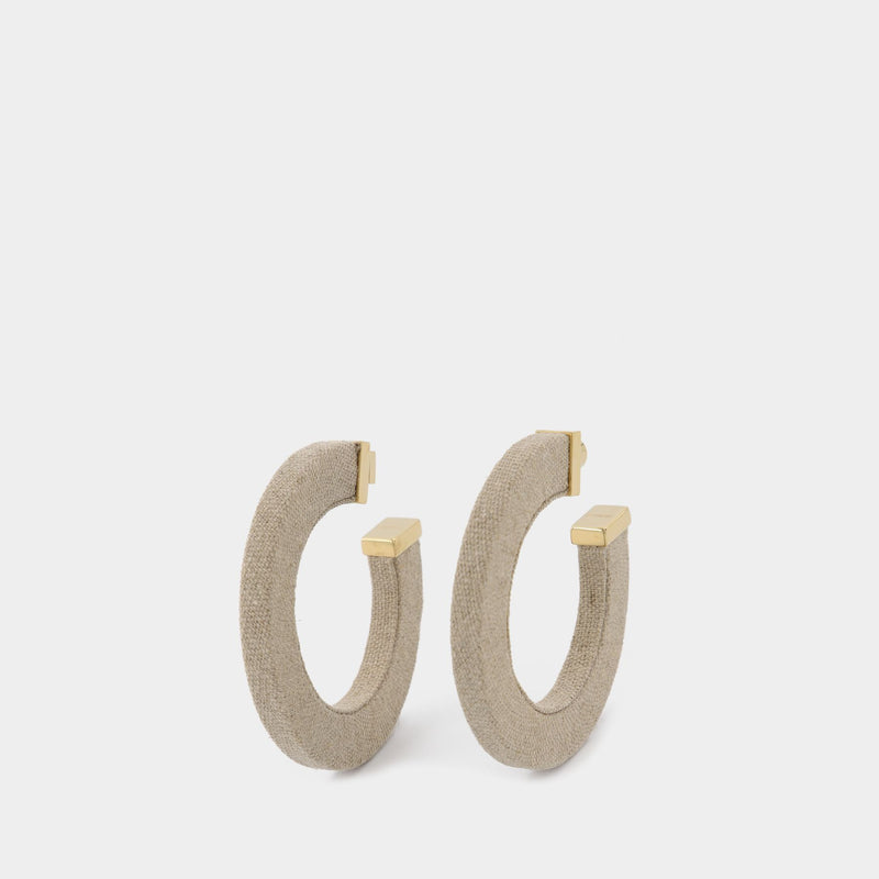 La Créole Linu Earrings in Beige Linen