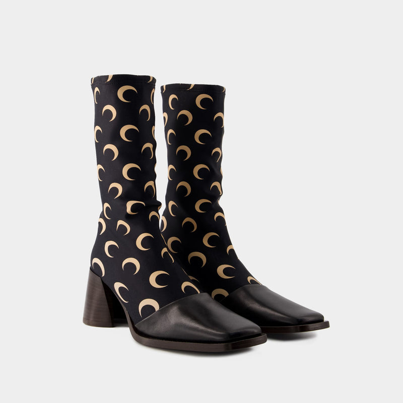 All Over Moon Jersey Boots - Marine Serre - Leather - Black