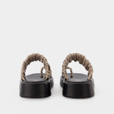 Amor Platform Slides - Elleme - Taupe/Black - Leather