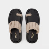 Amor Platform Slides - Elleme - Taupe/Black - Leather