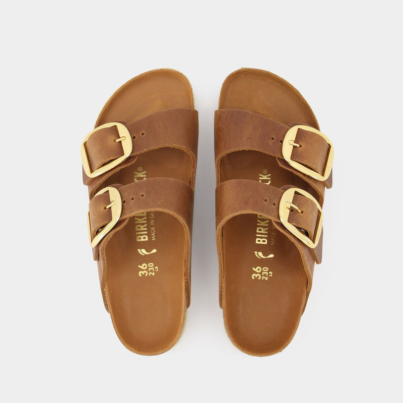 Arizona Big Buckle Fl Mule - Birkenstock - Cognac - Leather