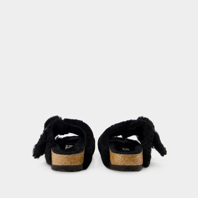 Arizona BB Shearling Teddy Sandals - Birkenstock - Wool - Black