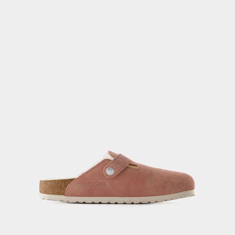 Boston Shearling Mules - Birkenstock - Wool - Pink Clay