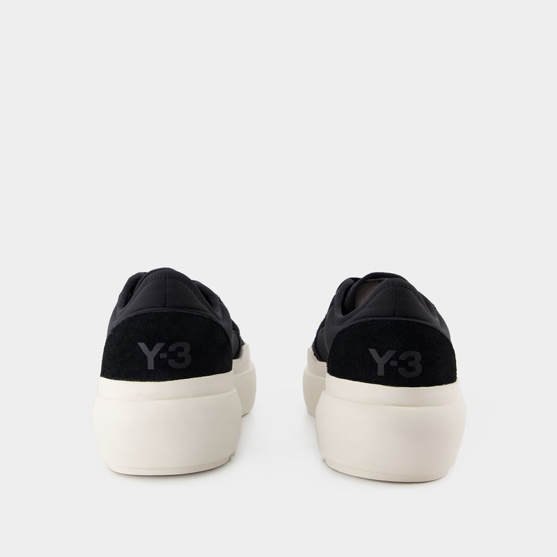 Ajatu Court Low Sneakers - Y-3 - Black/Off-White - Leather