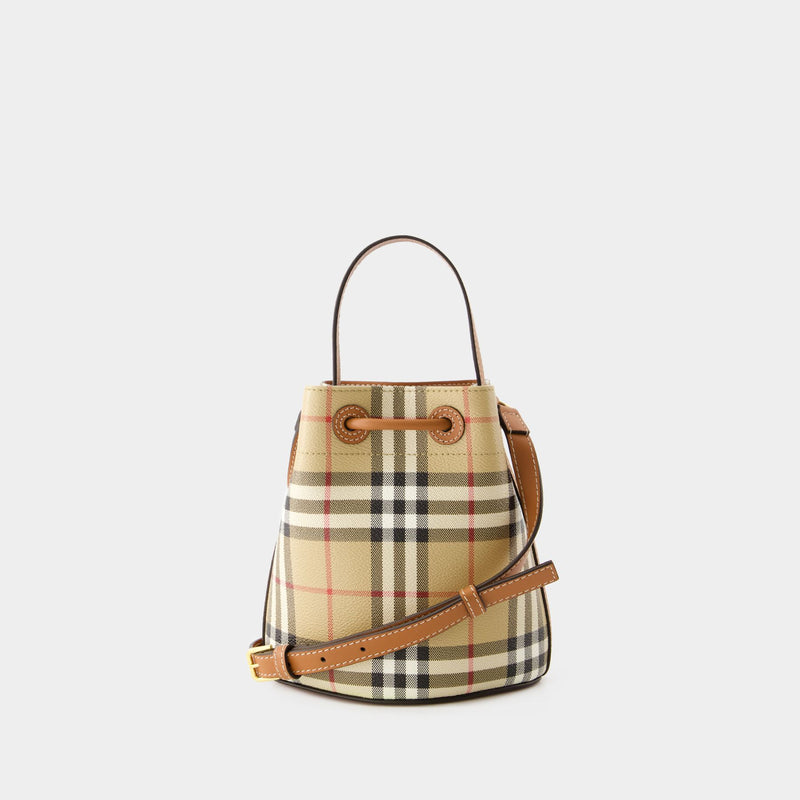 Drawstring Bag - Burberry - Leather - Briar Brown