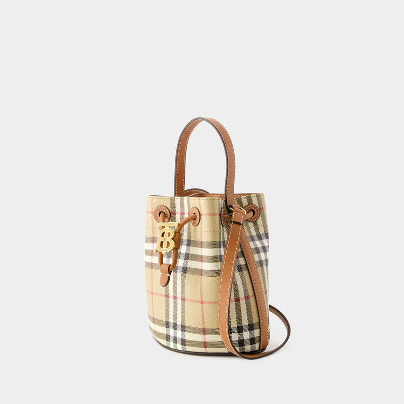 Drawstring Bag - Burberry - Leather - Briar Brown