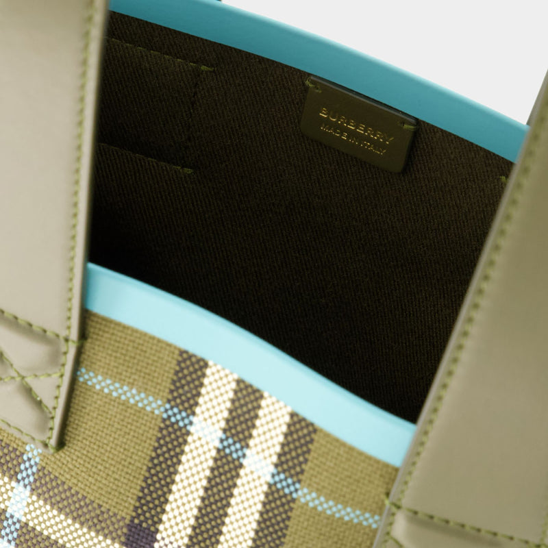 Mini London Shopper Bag - Burberry - Cotton - Olive Green