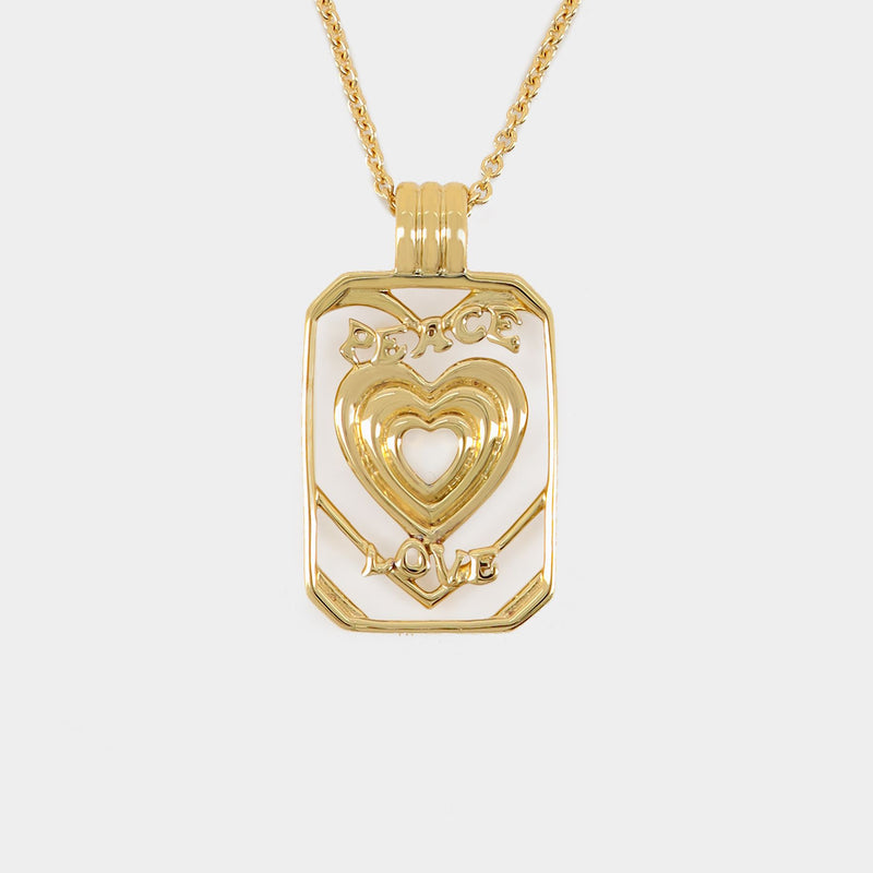 Peace And Love Tag Pendant in Gold