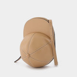 Midi Cap Bag in Beige Leather